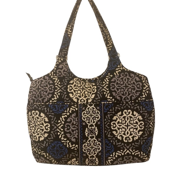 Vera Bradley Vintage Blue Medallion Quilted Large Tote Purse Bag Retired Print - Picture 2 of 12